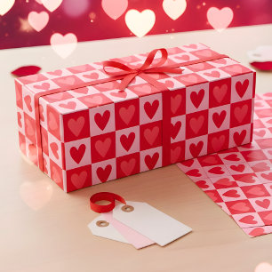 Classic Cherry Red Hearts Valentine Gift Wrapping Paper