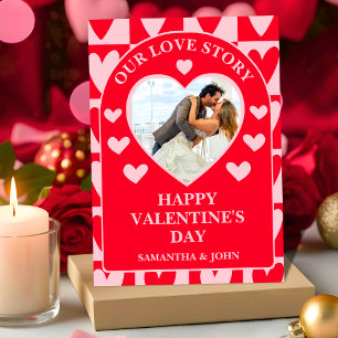 Classic Cherry Red Hearts Valentine’s Gift Photo Holiday Card