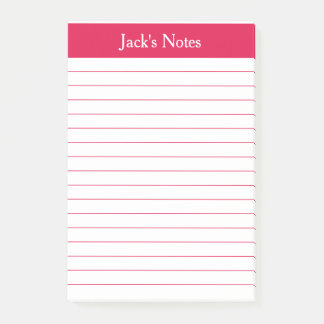 Classic Cherry Red Lined Personalized Post-it Notes