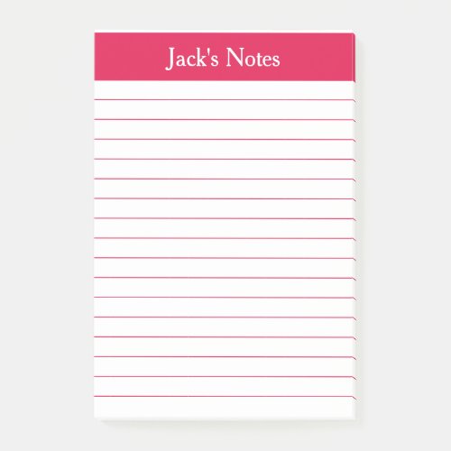 Classic Cherry Red Lined Personalized Post_it Notes