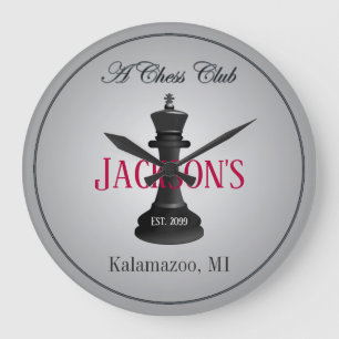 Classic Chess Club with King Drawing Wall Clock