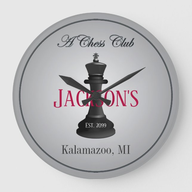 Classic Chess Club with King Drawing Wall Clock (Front)