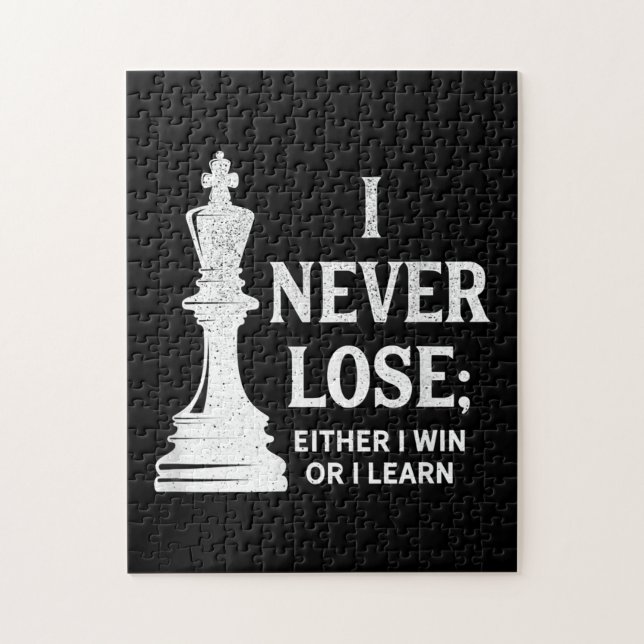 Classic Chess Design, I Never Lose; I Either Win Jigsaw Puzzle (Vertical)