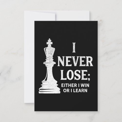 Classic Chess Design I Never Lose I Either Win RSVP Card