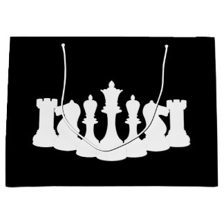 Classic Chess Pieces Black and White Large Gift Bag