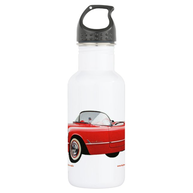Classic_Chevrolet_Red_Corvette Stainless Steel Water Bottle (Front)