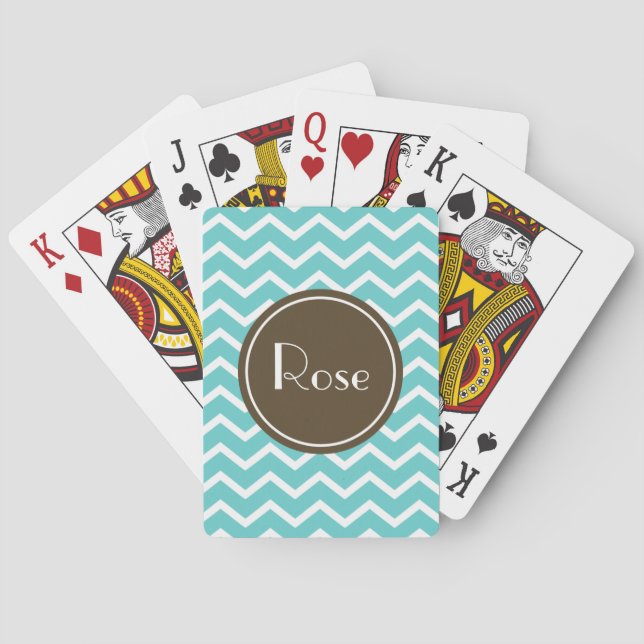 Classic Chevron Choco-Choose Your Background Color Poker Cards (Back)