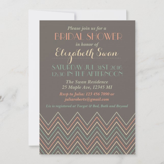 Classic Chevron Grey Bridal Shower Invitation (Front)