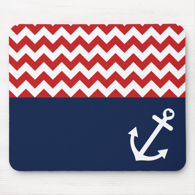 Classic Chevron Nautical Love Mouse Pad (Front)