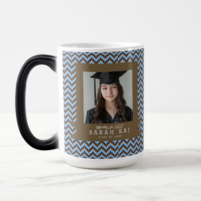 Classic Chevron Pattern Grandaughter Graduation Color Morph Mug (Left)