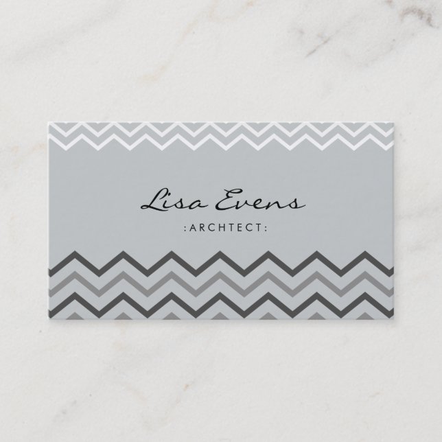 Classic Chevron Pattern Gray Business Card (Front)