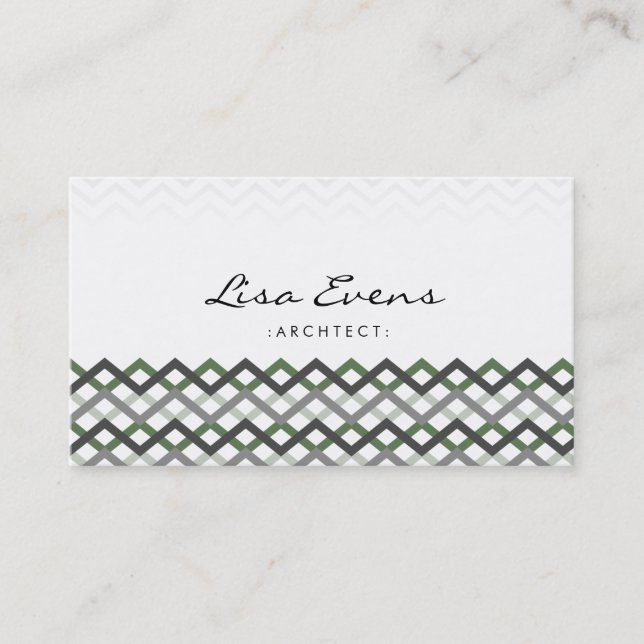 Classic Chevron Pattern Violet Gray Business Card (Front)