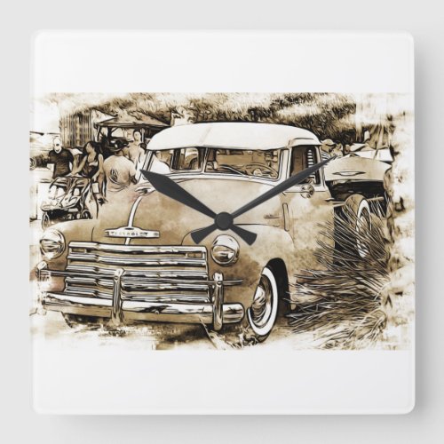 Classic Chevy Chevrolet pickup truck Square Wall Clock
