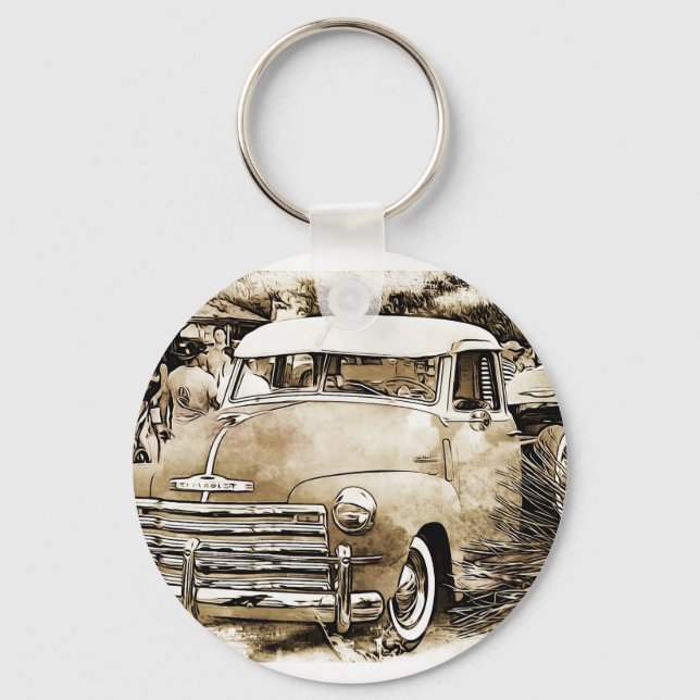 Classic Chevy Chevrolet Truck Keychain (Front)