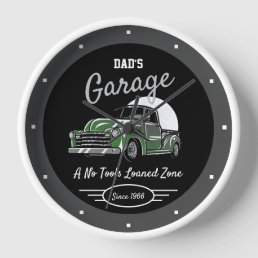 Classic Chevy Truck Garage Dad&#39;s Any Name Grey Bl. Clock
