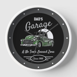 Classic Chevy Truck Garage Dad's Any Name Grey Bl. Clock
