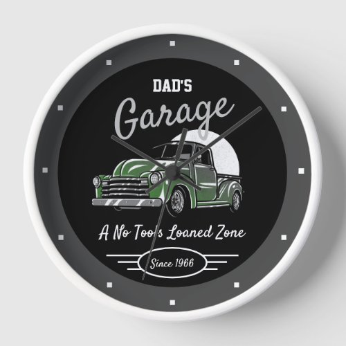 Classic Chevy Truck Garage Dads Any Name Grey Bl Clock