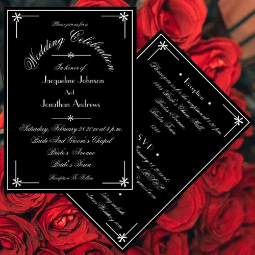 Classic Chic Black and White All In One Wedding Invitation