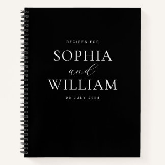 Classic Chic Black and White Couples Recipe Notebook