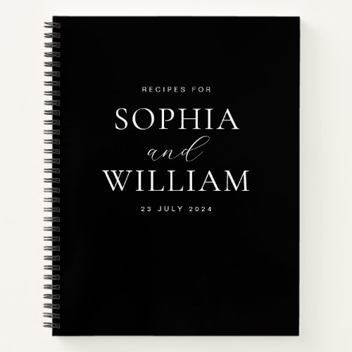 Classic Chic Black and White Couples Recipe Notebook