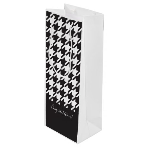 Classic Chic Black and White Houndstooth Wine Gift Bag