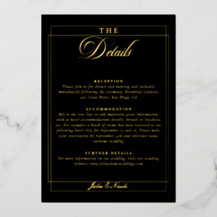Classic Chic Black Calligraphy Wedding Details Foil Invitation