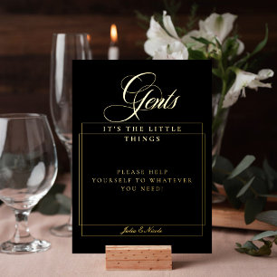 Classic Chic Black Gents Bathroom Basket Sign Foil Invitation