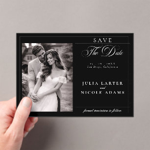Classic Chic Black Ivory Calligraphy Save The Date