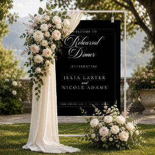 Classic Chic Black Wedding Rehearsal Dinner Sign