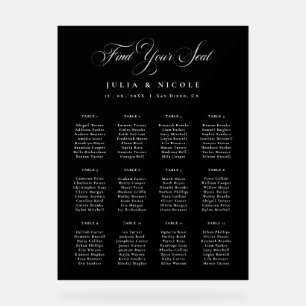 Classic Chic Black Wedding Seating Chart Sign