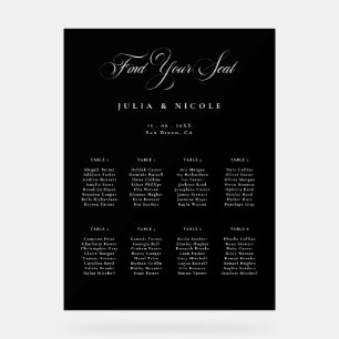 Classic Chic Black Wedding Seating Chart Sign