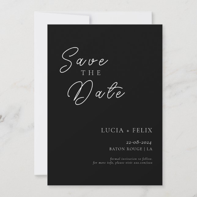 Classic Chic Black & White Photo Save The Date Invitation (Front)