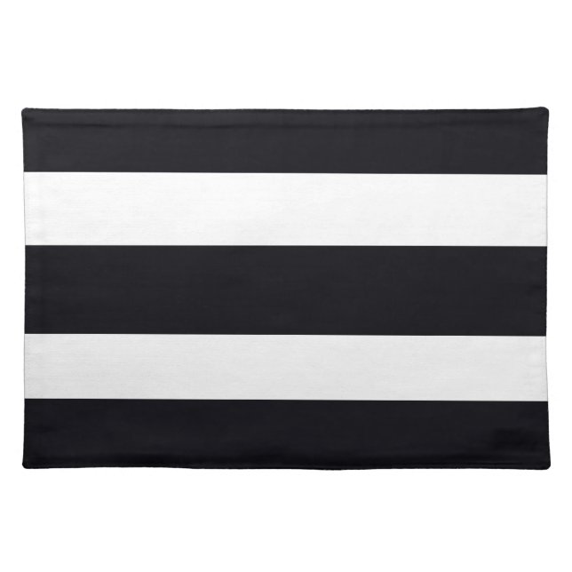Classic Chic Black & White Stripes Modern  Cloth Placemat (Front)