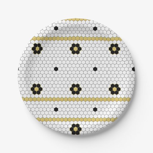 Classic Chic Caf Bistro Tiles Pattern Paper Plates