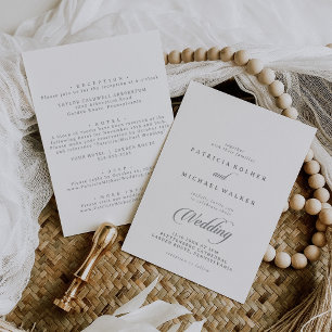 Classic Chic Calligraphy Front and Back Wedding Invitation