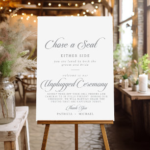 Classic Chic Calligraphy Seat Unplugged Ceremony  Foam Board