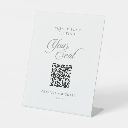Classic Chic Calligraphy Seating Chart QR Code Pedestal Sign