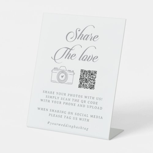 Classic Chic Calligraphy Share the Love QR Code Pedestal Sign