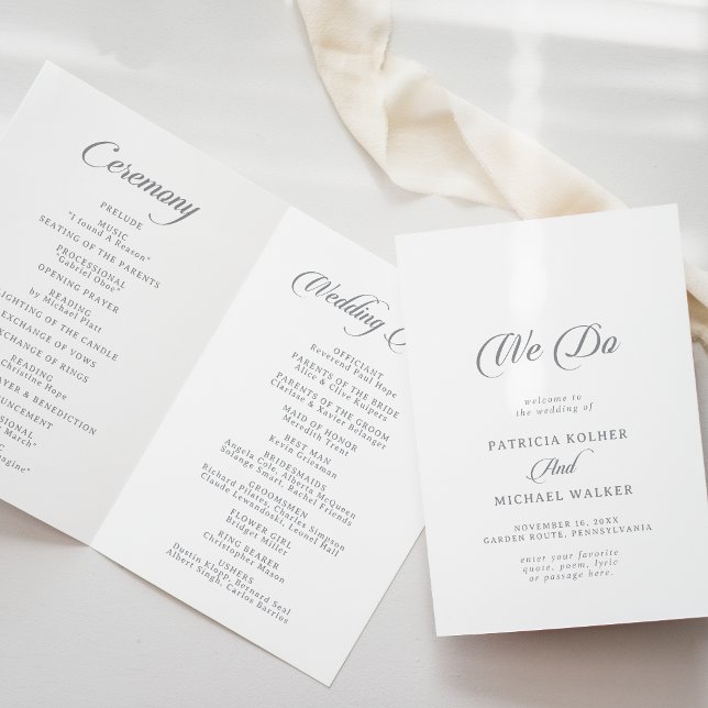 Classic Chic Calligraphy We Do Folded Wedding Program (Creator Uploaded)