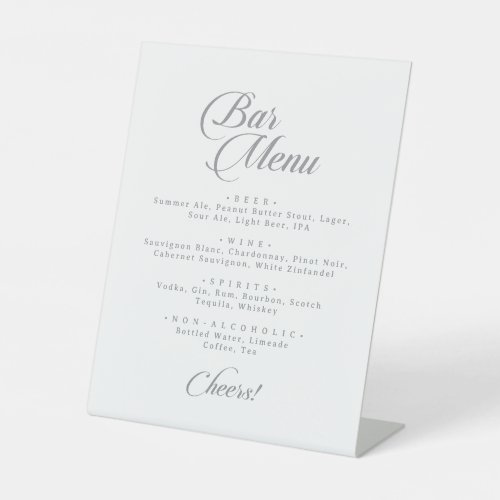 Classic Chic Calligraphy Wedding Bar Pedestal Sign