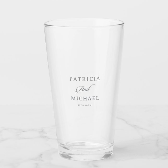 Classic Chic Calligraphy Wedding  Glass (Front)