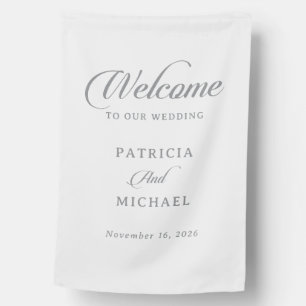 Classic Chic Calligraphy Wedding House Flag