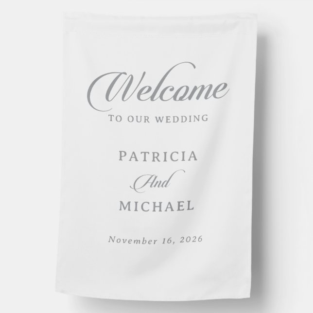 Classic Chic Calligraphy Wedding House Flag (Front)