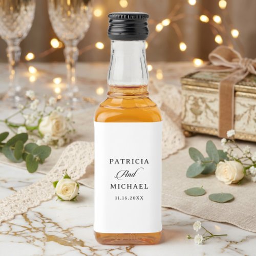 Classic Chic Calligraphy Wedding Liquor Bottle Label