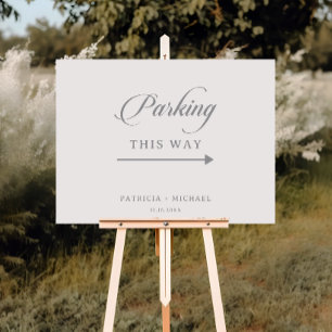 Classic Chic Calligraphy Wedding Parking Sign