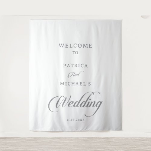 Classic Chic Calligraphy Wedding Welcome Tapestry