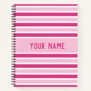 Classic Chic Cute Name Pink & White Stripes Notebook