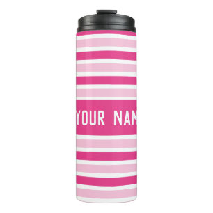 Classic Chic Cute Preppy Name Pink White Stripes Thermal Tumbler