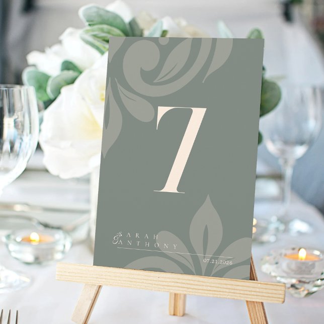 Classic Chic Elegant Sage Wedding Table Numbers (Creator Uploaded)