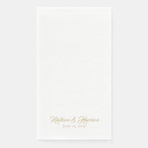 Classic chic gold script custom names date Wedding Paper Guest Towels